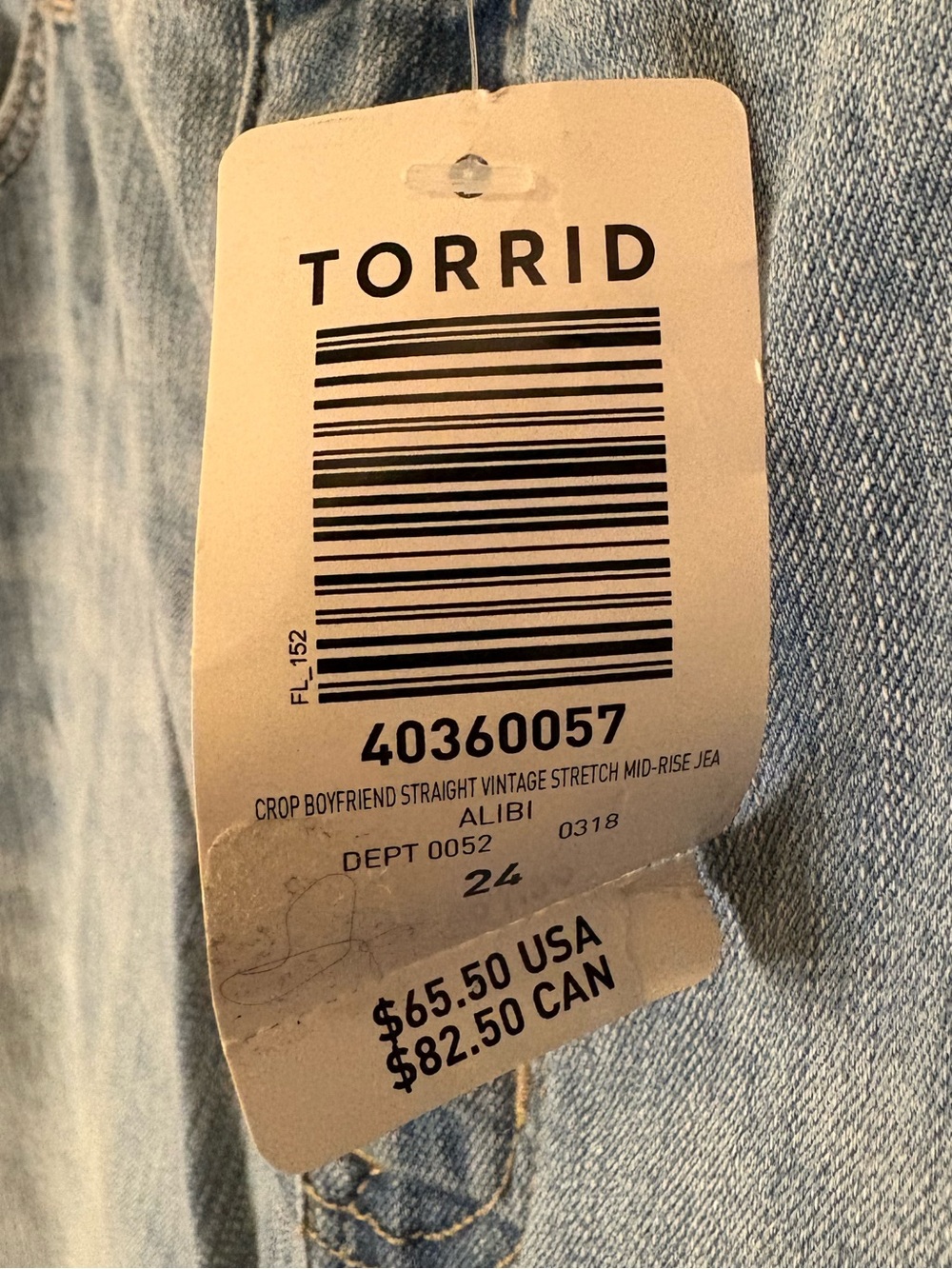 Torrid Crop Boyfriend. Vintage Stretch Jeans Size 24 (3X) NWT - Picture 4 of 15
